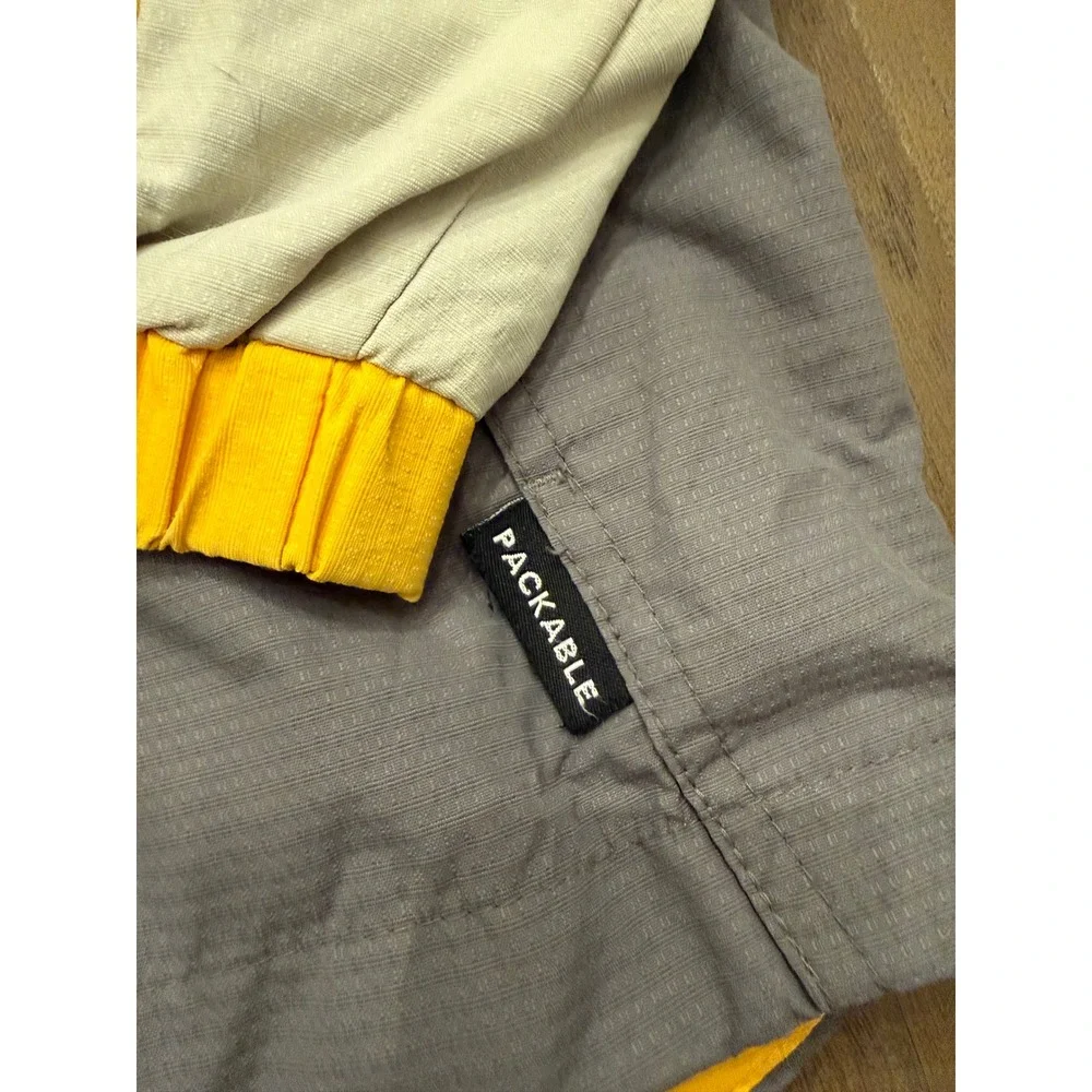 Columbia Vintage Packable Windbreaker Jacket Yellow Grey Kids Youth 10/12 L‎